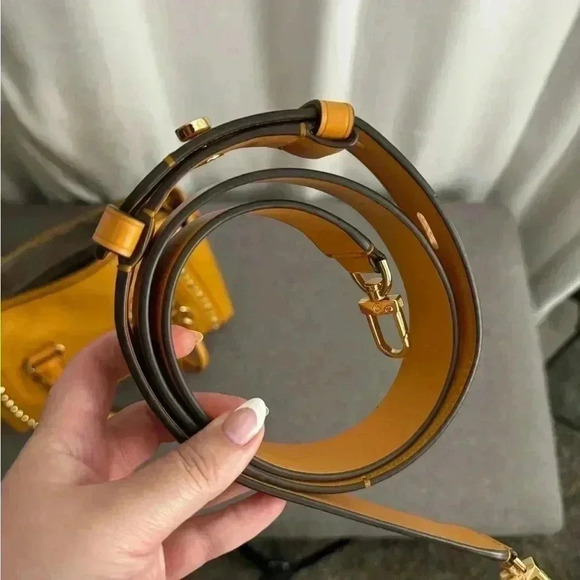 Michael Kors Carine Carmel Small Studded Pebbled Leather Satchel - Picture 9 of 11